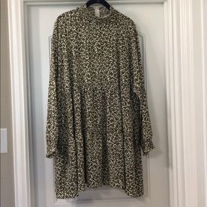 Olive Green Tiered Tunic with Smock Neck